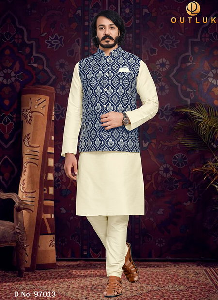 Blue Colour Outluk 97 New Latest Designer Ethnic Wear Kurta Pajama With Jacket Collection 97013